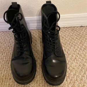 Black monochrome dr marten boots